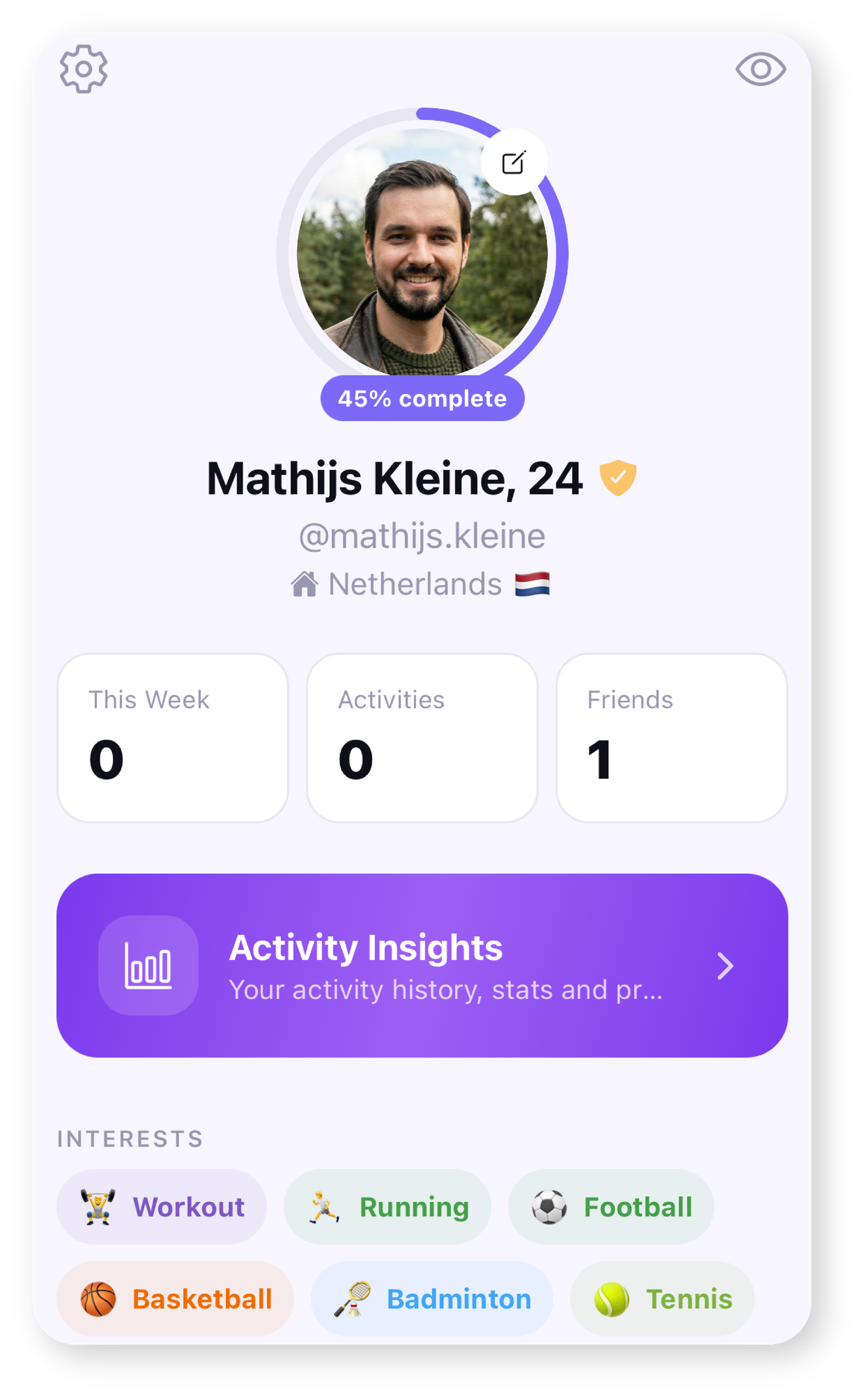 Profile page